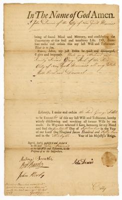 Probated will of John Dennis, 1757