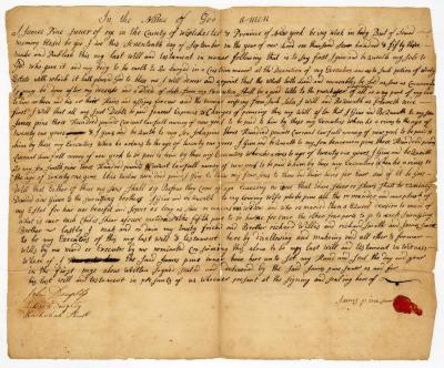 Probated will of James Pine, 1757