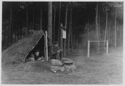 CCC boys guarding truck trail in Adirondacks