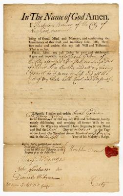 Probated will of Harcklas Grewer, 1757
