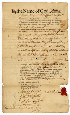 Probated will of Thomas McCleane, 1757