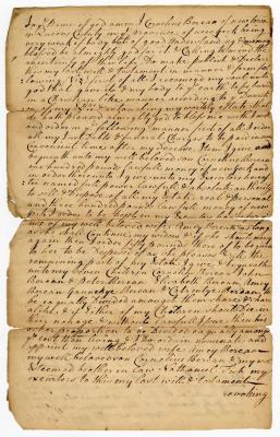 Probated will of Cornelius Berean, 1758