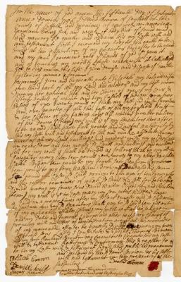 Probated will of David Brown, 1757