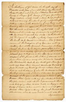 Probated will of Maties Demott, 1758