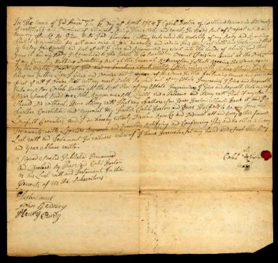 Probated will of Caleb Horton, 1758