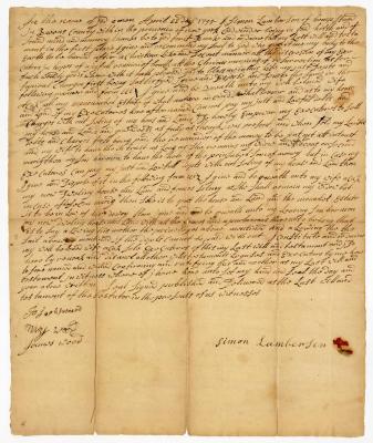 Probated will of Simon Lambersen, 1758