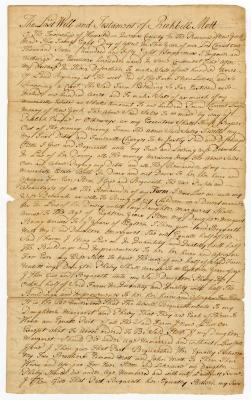 Probated will of Richbell Mott, 1758