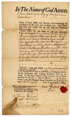 Probated will of Jonas Spock, 1758
