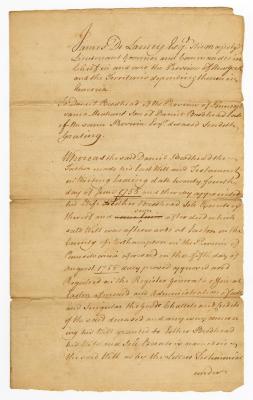 Probated will of Daniel Brodhead, 1759