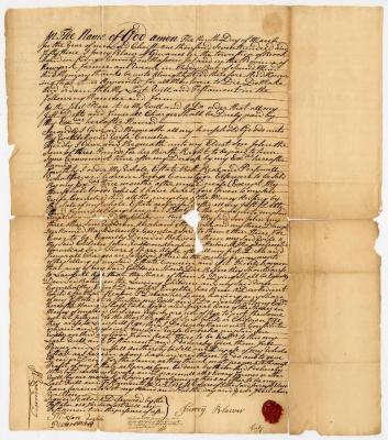 Probated will of Jurey Blaw, 1759