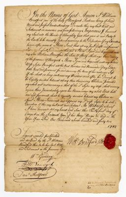 Probated will of William Bradford Jr., 1759