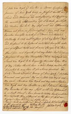 Probated will of John Van Wyck, 1758
