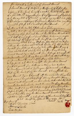Probated will of Samuel Barret, 1759