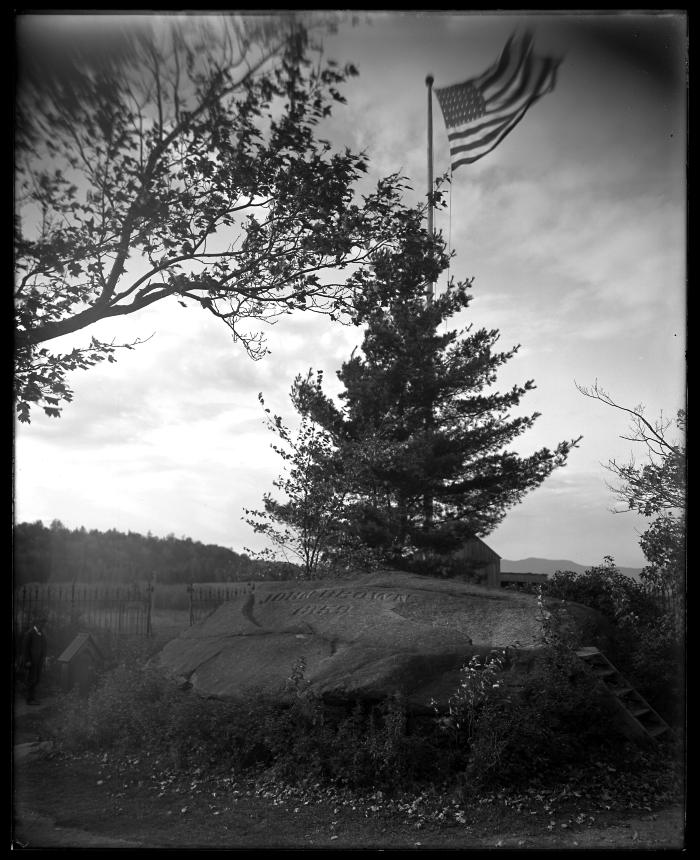 John Brown's grave, North Elba, N.Y., showing headstone on left