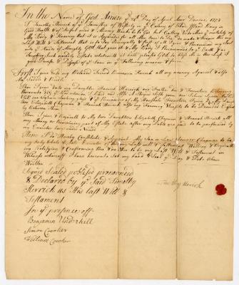 Probated will of Timothy Herick, 1759
