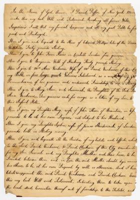 Probated will of Daniel Deffoe, 1759