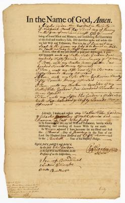 Probated will of Charles Gorden, 1759
