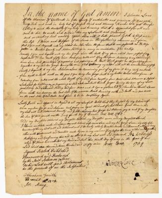 Probated will of Solomon Lane, 1759