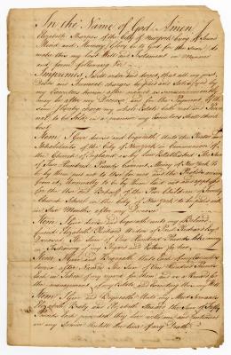 Probated will of Elizabeth Sharpas, 1759