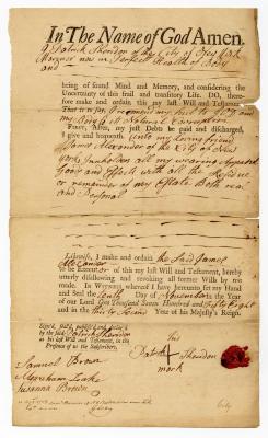 Probated will of Patrick Sheridon, 1759
