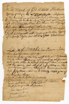 Probated will of Nathaniel Appleby, 1760