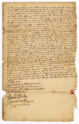 Probated will of Thomas Brown, 1760