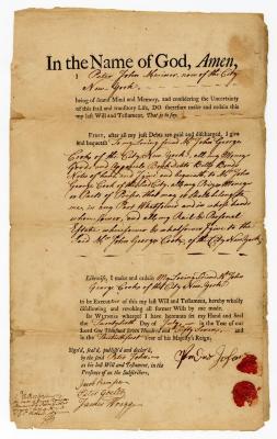 Probated will of Peter John, 1760