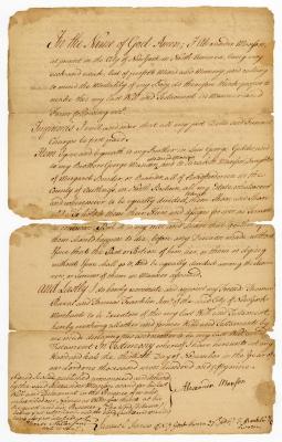 Probated will of Alexander Manson, 1760