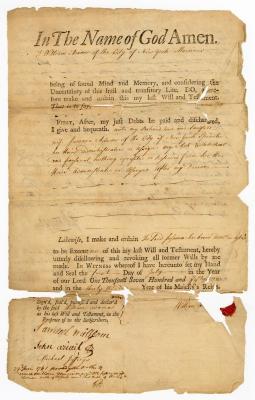 Probated will of William Adams, 1761