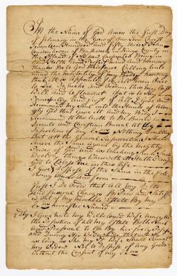 Probated will of John Covenhoven, 1761