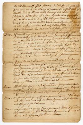 Probated will of John Cannon, 1762