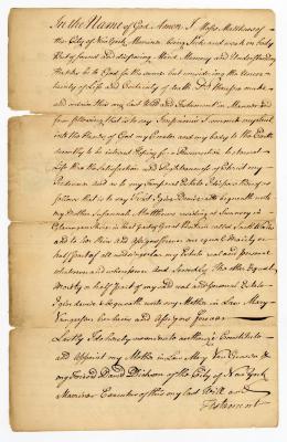 Probated will of Moses Matthews, 1761