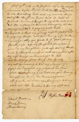 Probated will of Elisha Paine, 1761