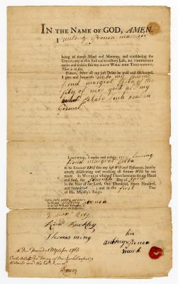 Probated will of Anthony Prenea, 1761