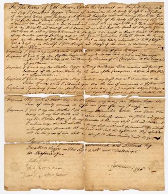 Probated will of Jonathan Jagger, 1761