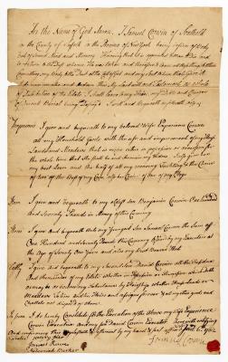 Probated will of Samuel Corwin, 1762