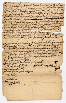 Probated will of Mercy Hunt, 1762