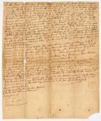 Probated will of John Mitchell, 1762