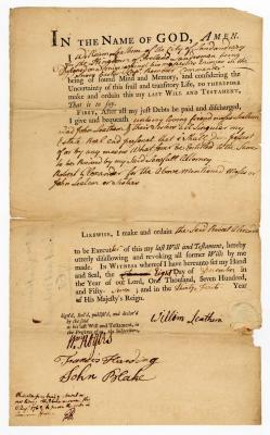 Probated will of William Leathem, 1762