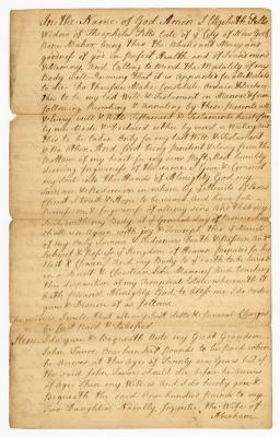 Probated will of Elizabeth Pell, 1762