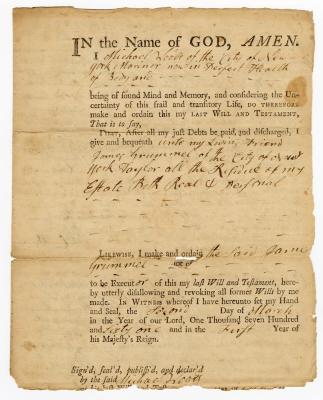 Probated will of Michael Wood, 1762