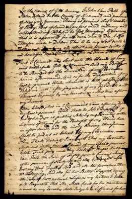 Probated will of John Van Pelt, 1762