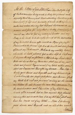 Probated will of John Ball, 1763