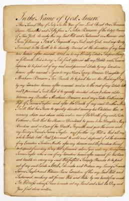 Probated will of John Benson, 1763