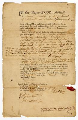 Probated will of Samuel Dottey, 1763