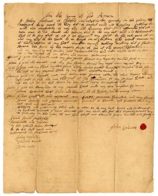 Probated will of John Holmes, 1763