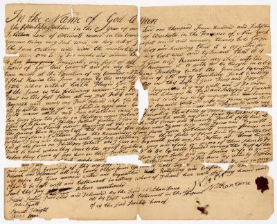 Probated will of Nathan Lane, 1763