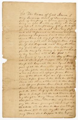 Probated will of Mary Lawrence, 1763