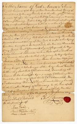 Probated will of Thomas Lawrence, 1763