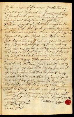 Probated will of William Leggett, 1763